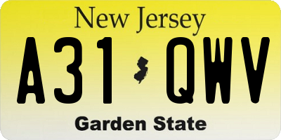 NJ license plate A31QWV