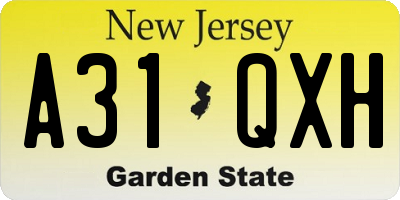 NJ license plate A31QXH