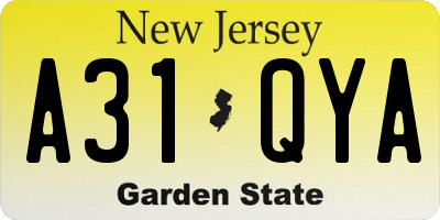 NJ license plate A31QYA