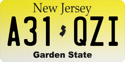 NJ license plate A31QZI