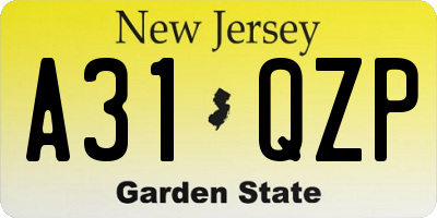 NJ license plate A31QZP