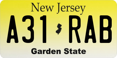 NJ license plate A31RAB