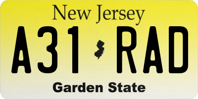 NJ license plate A31RAD