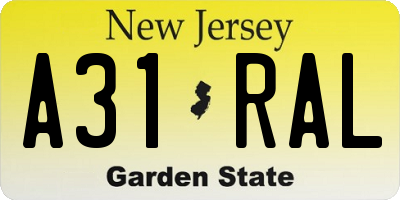 NJ license plate A31RAL
