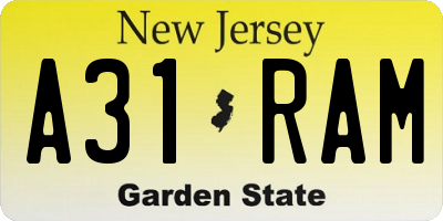 NJ license plate A31RAM