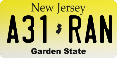 NJ license plate A31RAN