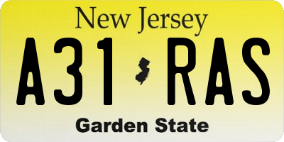 NJ license plate A31RAS