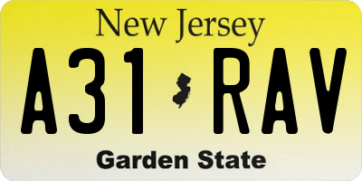 NJ license plate A31RAV