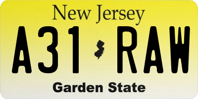 NJ license plate A31RAW