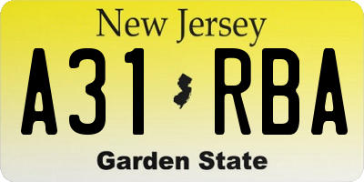 NJ license plate A31RBA