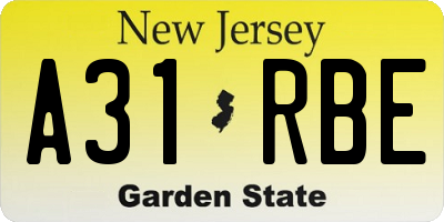 NJ license plate A31RBE