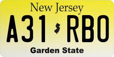 NJ license plate A31RBO