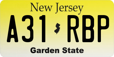 NJ license plate A31RBP