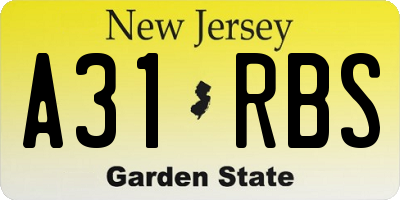 NJ license plate A31RBS
