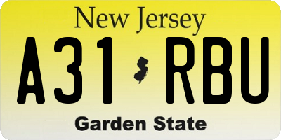 NJ license plate A31RBU