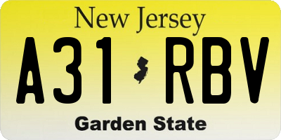 NJ license plate A31RBV