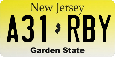 NJ license plate A31RBY