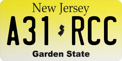 NJ license plate A31RCC