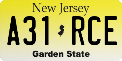 NJ license plate A31RCE