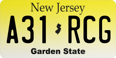 NJ license plate A31RCG