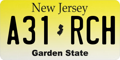 NJ license plate A31RCH