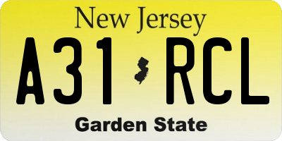 NJ license plate A31RCL
