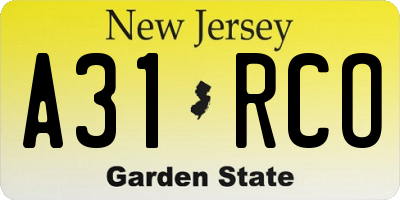 NJ license plate A31RCO