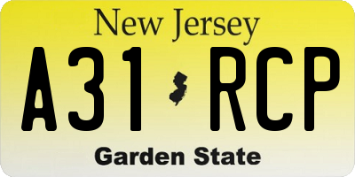 NJ license plate A31RCP