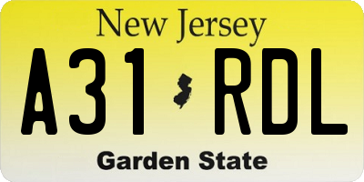 NJ license plate A31RDL