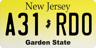 NJ license plate A31RDO