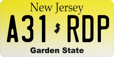 NJ license plate A31RDP