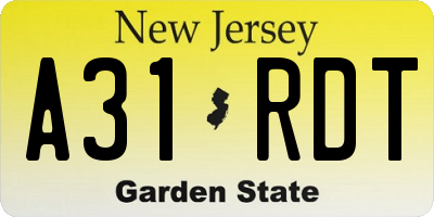 NJ license plate A31RDT