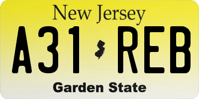 NJ license plate A31REB