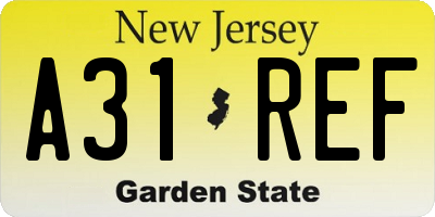 NJ license plate A31REF