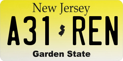 NJ license plate A31REN