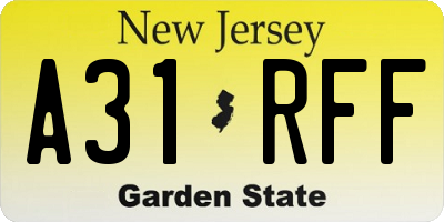 NJ license plate A31RFF