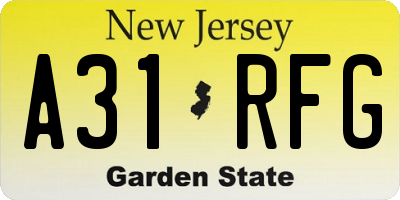 NJ license plate A31RFG