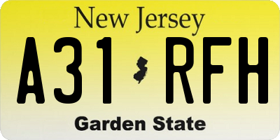 NJ license plate A31RFH