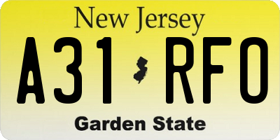 NJ license plate A31RFO