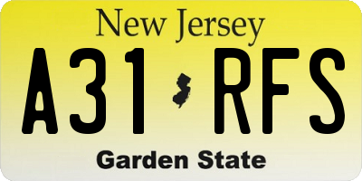 NJ license plate A31RFS