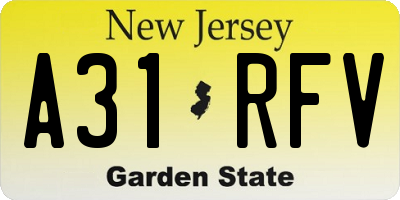NJ license plate A31RFV
