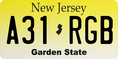 NJ license plate A31RGB