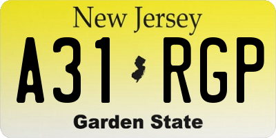NJ license plate A31RGP