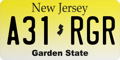 NJ license plate A31RGR