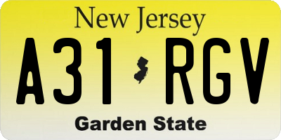 NJ license plate A31RGV