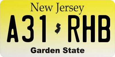 NJ license plate A31RHB