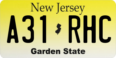 NJ license plate A31RHC