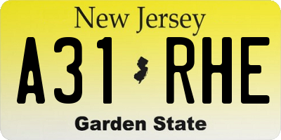 NJ license plate A31RHE