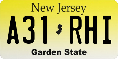 NJ license plate A31RHI