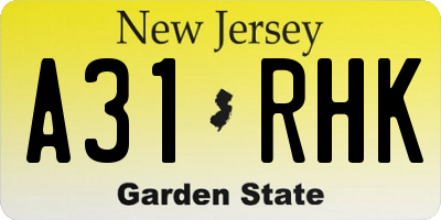 NJ license plate A31RHK